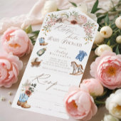 Boho Westerne Waterverf Little Cowboy Baby shower All In One Uitnodiging