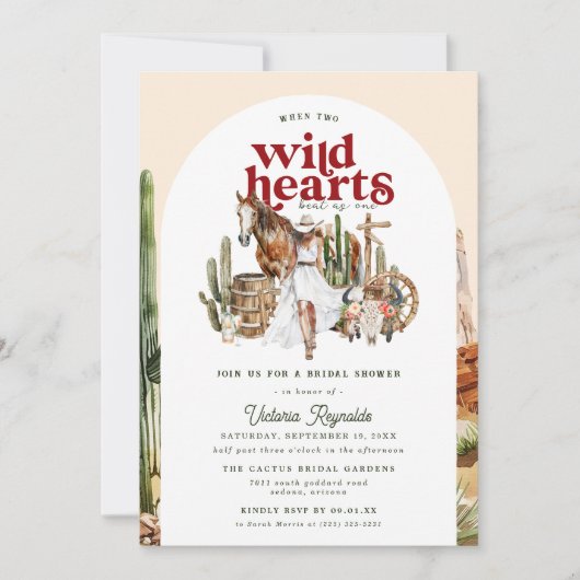 Boho Westerne woestijn | Bruidsdouche uitnodiging (Voorkant)