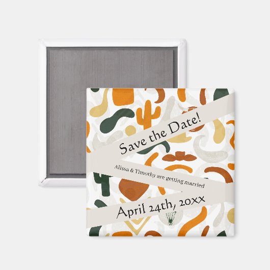 Boho westerne woestijn cowboy cactus Save the Date Magneet (Voorkant / Achterkant)