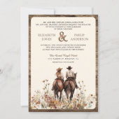 Boho Westers Paar dat op een Paard Rijdt QR Code B Kaart (Voorkant)
