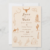 Boho Westerse Cowboy Illustratie Bruiloft Save The Date (Voorkant)
