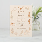 Boho Westerse Cowboy Illustratie Bruiloft Save The Date (Staand voorkant)