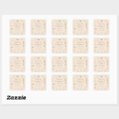 Boho Westerse Cowboy Illustratie Bruiloft Vierkante Sticker (Vel)