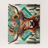 Boho Westerse Hoogland Koe Legpuzzel (Verticaal)