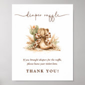 Boho Westerse Neutrale Baby Shower Luier Raffle Poster (Voorkant)