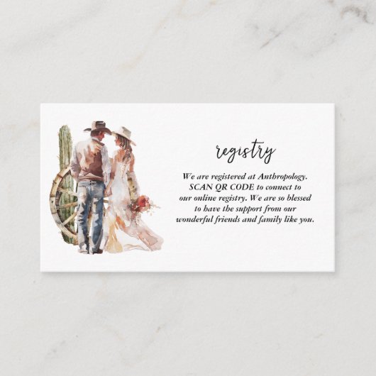 Boho Westerse Trouw Bruidsfeest Cadeau Registratie Informatiekaartje (Voorkant)