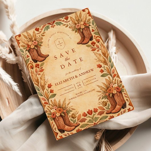 Boho Westerse Tuin Bruiloft Save The Date