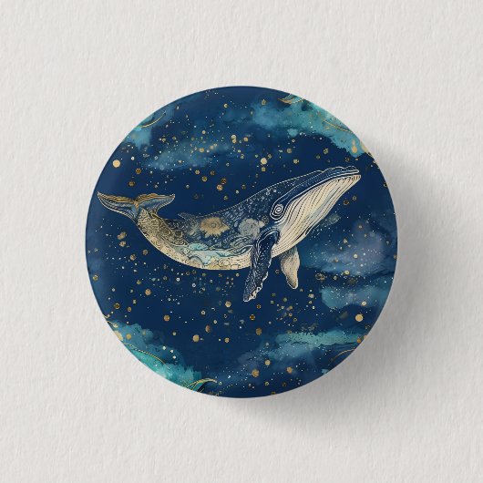 Boho Whale Mandala Ronde Button 3,2 Cm (Voorkant)