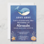 Boho Whale, Onder het Zee Boy Verjaardagsfeest Kaart (Voorkant)