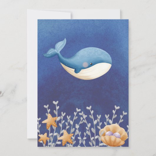 Boho Whale, Onder het Zee Boy Verjaardagsfeest Kaart (Achterkant)