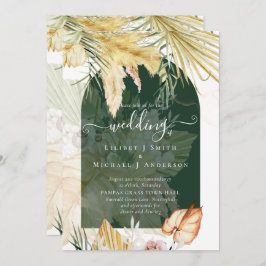 BOHO Wheat Pampas Grass Wedding Kaart