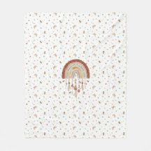 Boho Whimsical Bee & Earthy Rainbow Baby Fleece Bl