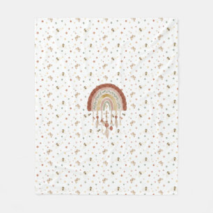 Boho Whimsical Bij & Aardse Regenboog Baby Fleece  Deken