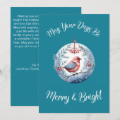  Boho Whimsical Bird Cool Blues Kerst Feestdagenkaart (Voorkant / Achterkant)