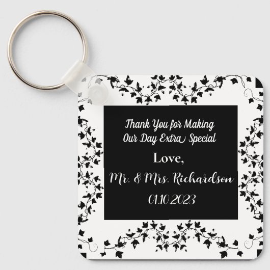 Boho Whimsical Botanical Wedding Favor Sleutelhang Sleutelhanger (Voorkant)