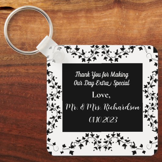 Boho Whimsical Botanical Wedding Favor Sleutelhang Sleutelhanger (Voorkant)