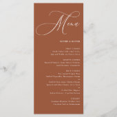 Boho Whimsical Calligraphy Terracotta Wedding Menu (Voorkant)