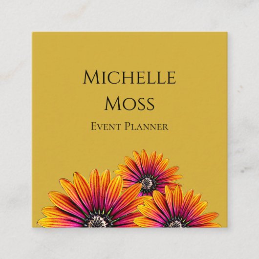 Boho Whimsical Daisies Trendy Bloemen Goud Vierkante Visitekaartje (Voorkant)