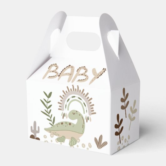 Boho whimsical dinosaur oh baby baby shower bedankdoosjes (Achterkant)