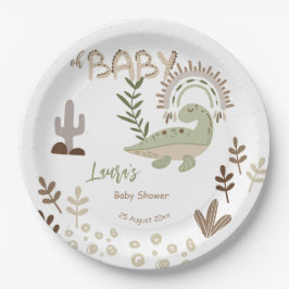 Boho whimsical dinosaur oh baby baby shower papieren bordje