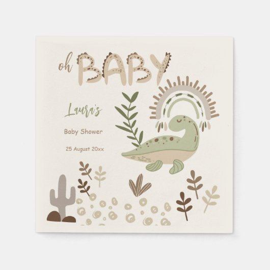Boho whimsical dinosaur oh baby douane servet (Voorkant)