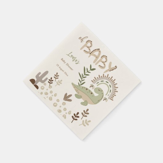 Boho whimsical dinosaur oh baby douane servet (Hoek)