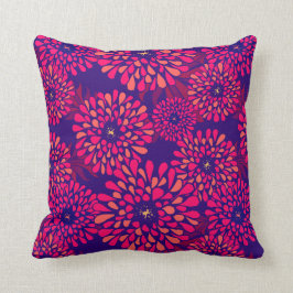 Boho Whimsical Floral Pattern Navy Fuchsia Kussen