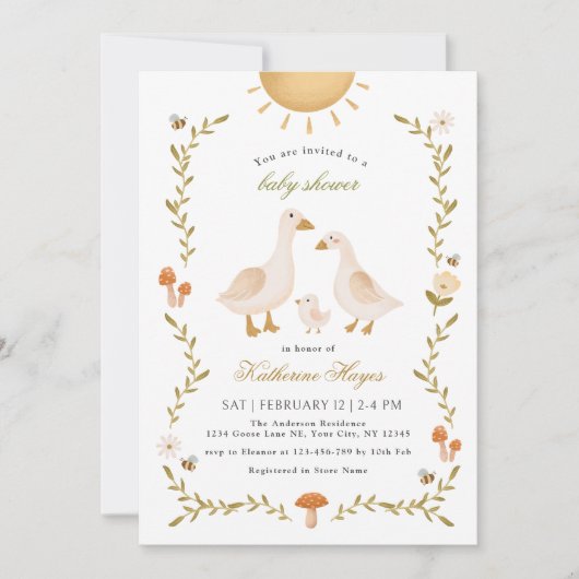 Boho Whimsical Goose Baby shower Kaart (Voorkant)