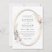 Boho Whimsical Krans Elegante QR Code Bruiloft Kaart (Voorkant)