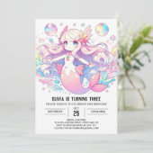 Boho Whimsical Mermaid Verjaardag Kaart (Staand voorkant)