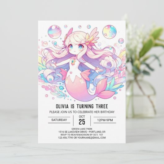 Boho Whimsical Mermaid Verjaardag Kaart (Staand voorkant)