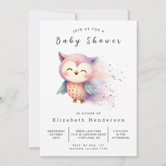 Boho Whimsical Owl Baby shower Kaart (Voorkant)