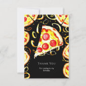 Boho Whimsical Pizza Verjaardag Bedankkaart (Voorkant)