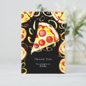 Boho Whimsical Pizza Verjaardag Bedankkaart (Staand voorkant)