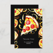 Boho Whimsical Pizza Verjaardag Bedankkaart (Voorkant / Achterkant)