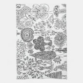 Boho Whimsical Trees Zwart-wit Patroon Theedoek (Verticaal)