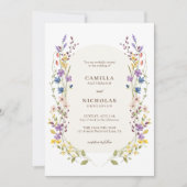 Boho Whimsical Wildflower Arch Wedding Invitation Kaart (Voorkant)