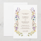 Boho Whimsical Wildflower Arch Wedding Invitation Kaart (Voorkant / Achterkant)