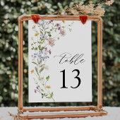 Boho Whimsical Wildflower Bruiloft Tafelnummer