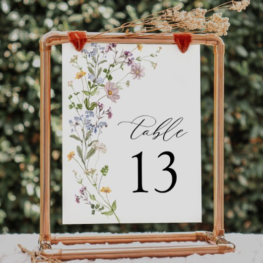 Boho Whimsical Wildflower Bruiloft Tafelnummer