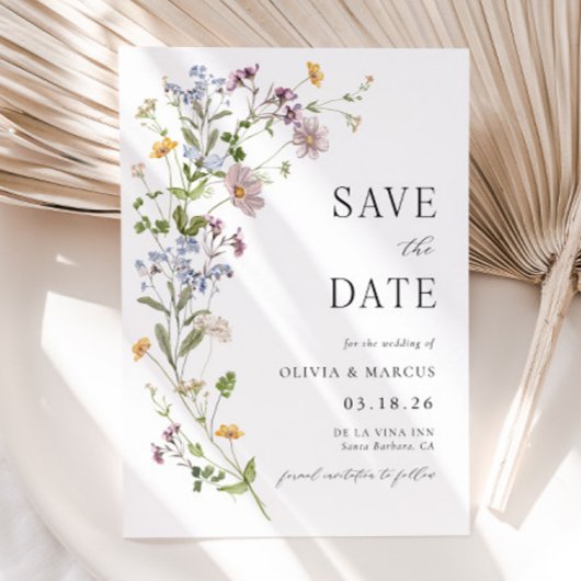 Boho Whimsical Wildflower Save The Date Uitnodigin Kaart