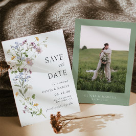 Boho Whimsical Wildflower Save The Date Uitnodigin Kaart