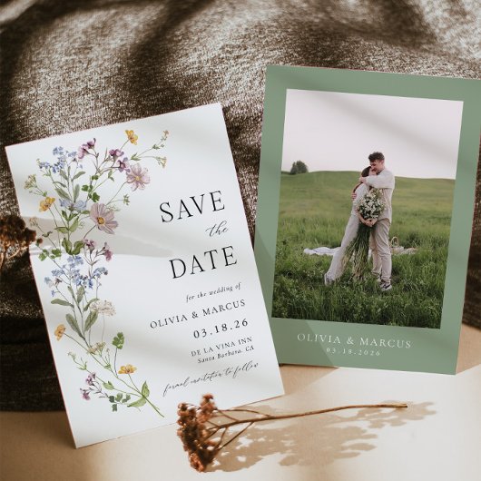 Boho Whimsical Wildflower Save The Date Uitnodigin Kaart