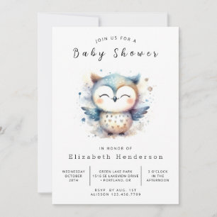 Boho Whimsy Owl-Baby shower Kaart