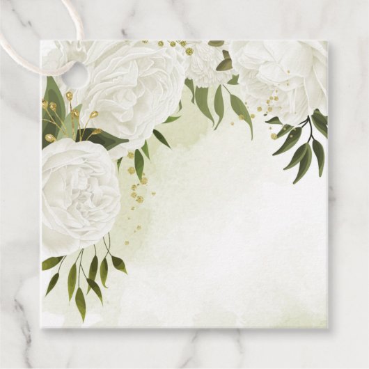 Boho white bloemen groene bladeren botanische bedankjes labels (Voorkant)