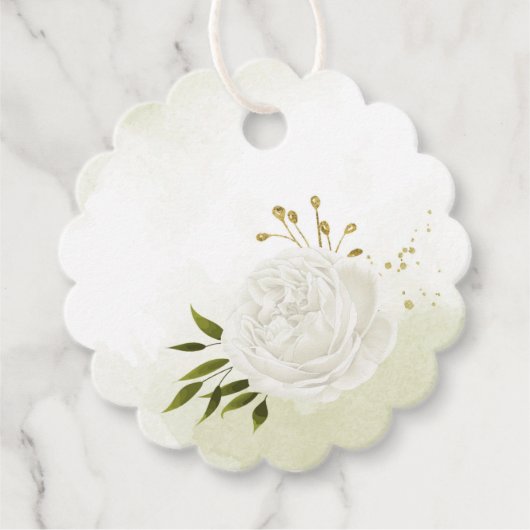 Boho white bloemen groene bladeren botanische bedankjes labels (Voorkant)