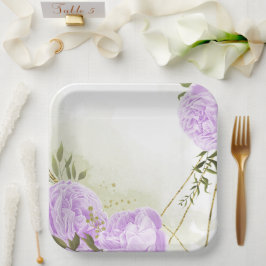 Boho white bloemen groene bladeren botanische papieren bordje