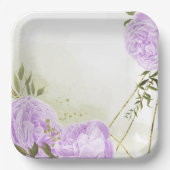 Boho white bloemen groene bladeren botanische papieren bordje (Voorkant)