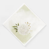 Boho white bloemen groene bladeren botanische servet (Hoek)