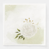 Boho white bloemen groene bladeren botanische servet (Voorkant)